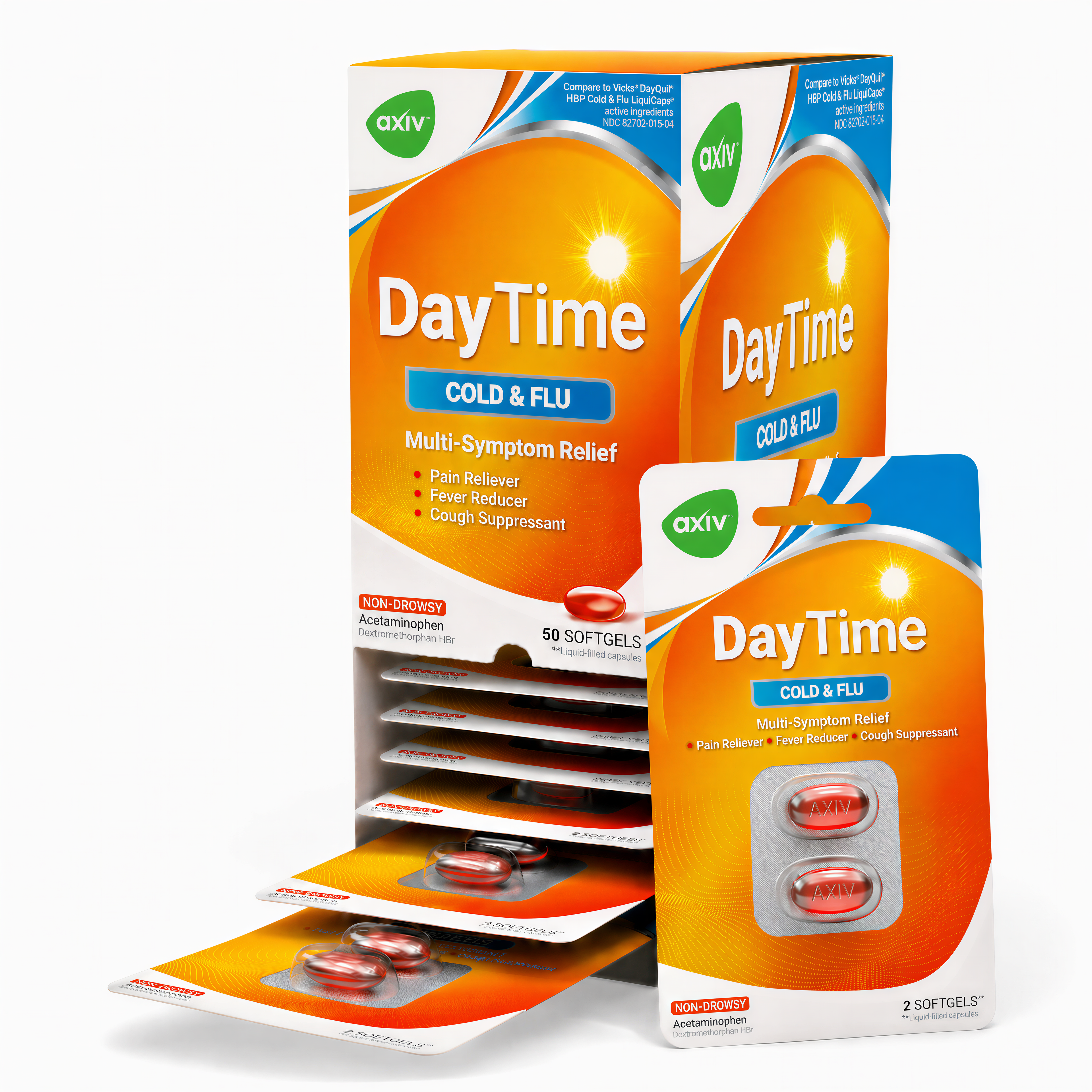AXIV DayTime C-Store 25 Blister Packs 2 Softgels Each 50 Total