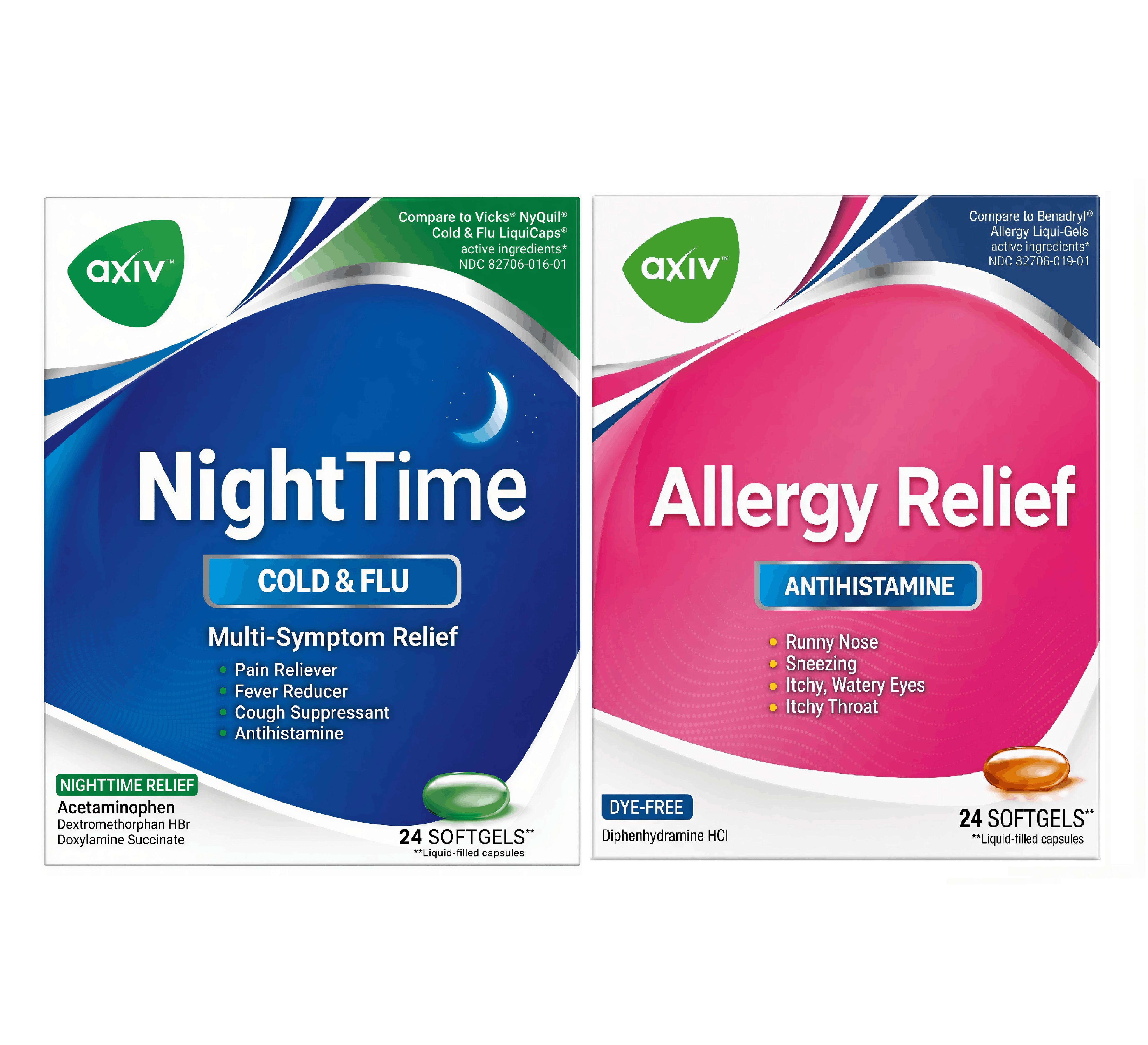AXIV PACK: ALLERGY (1 BOX) + NIGHT TIME  (1 BOX)