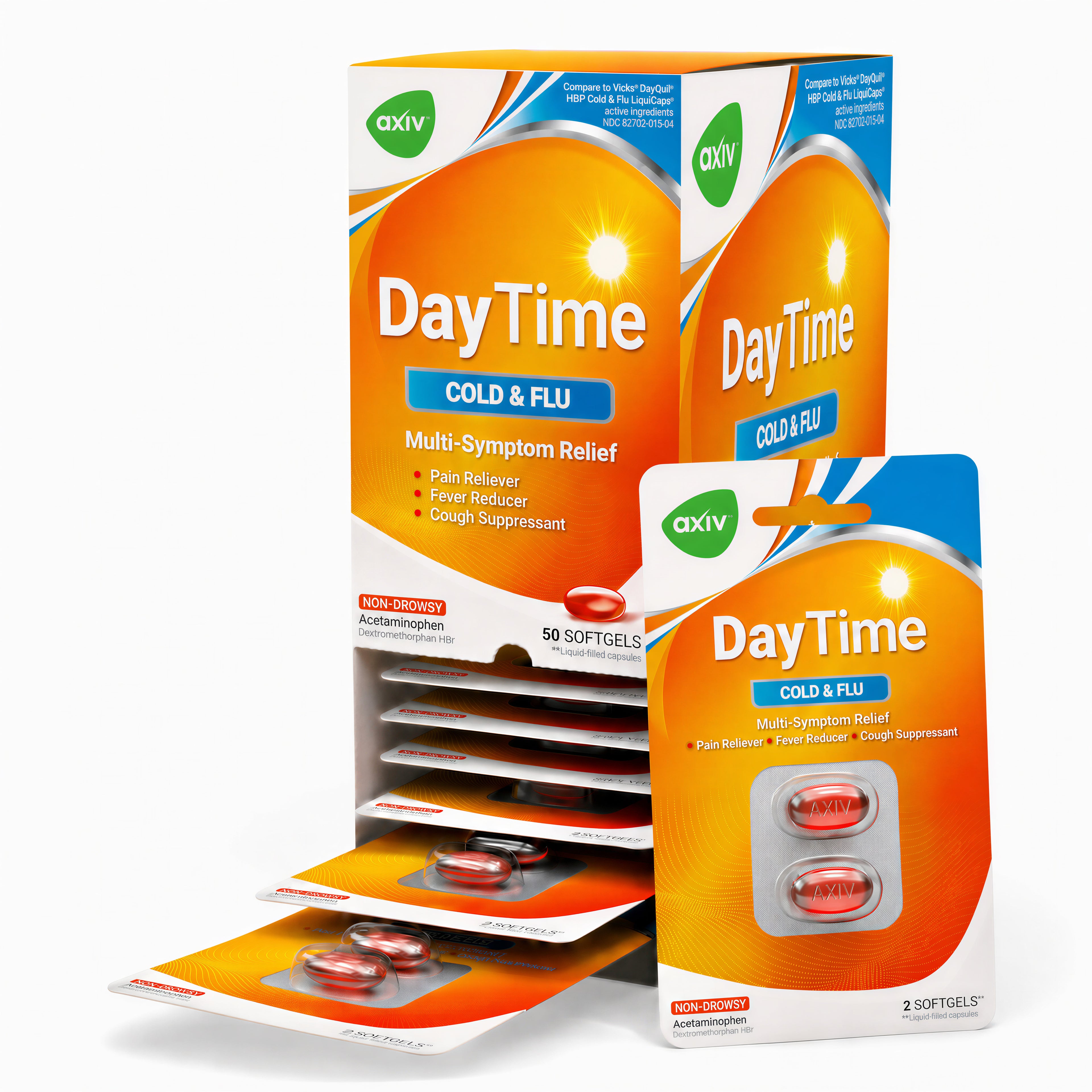 AXIV DayTime C-Store 25 Blister Packs 2 Softgels Each 50 Total