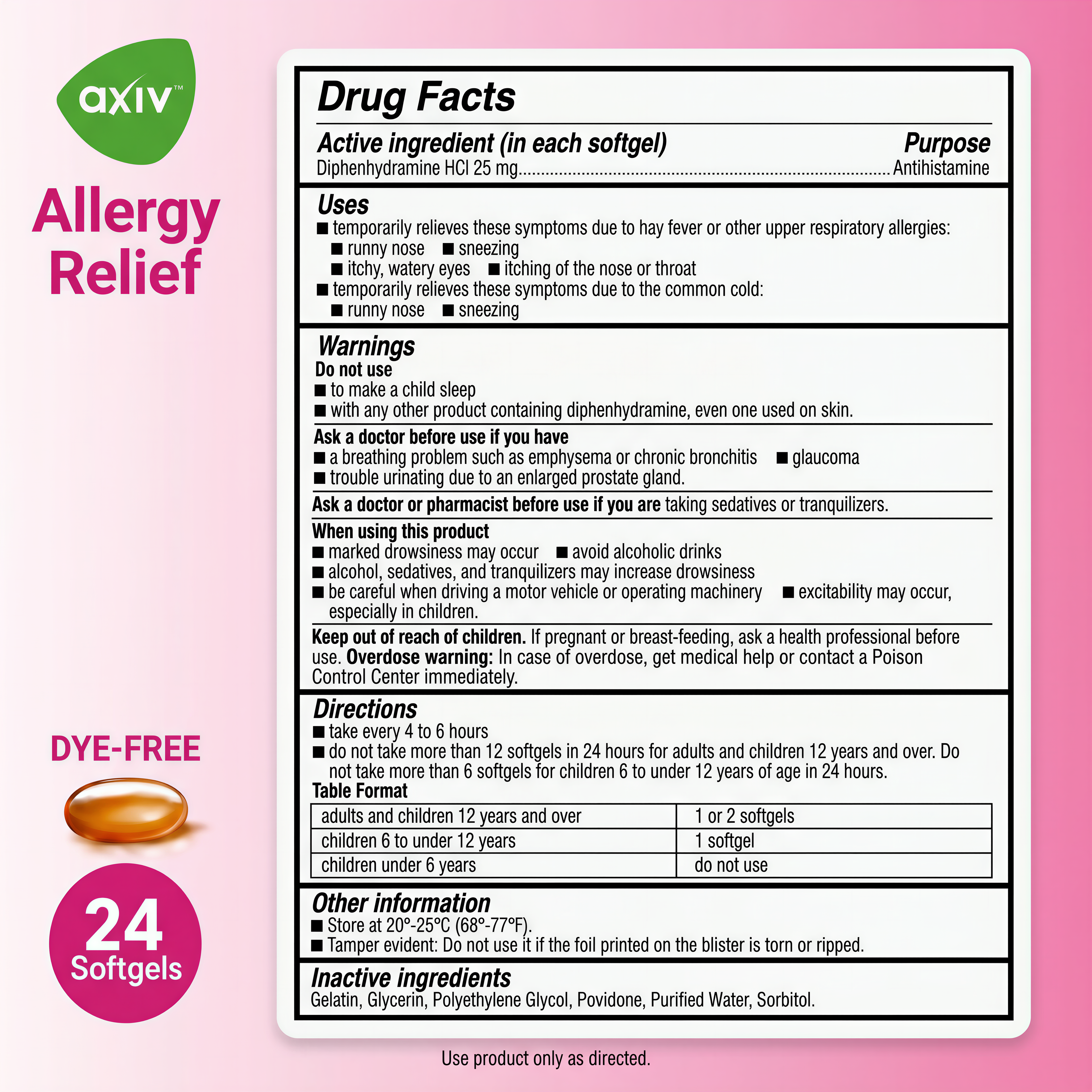 AXIV Allergy 24 Softgels