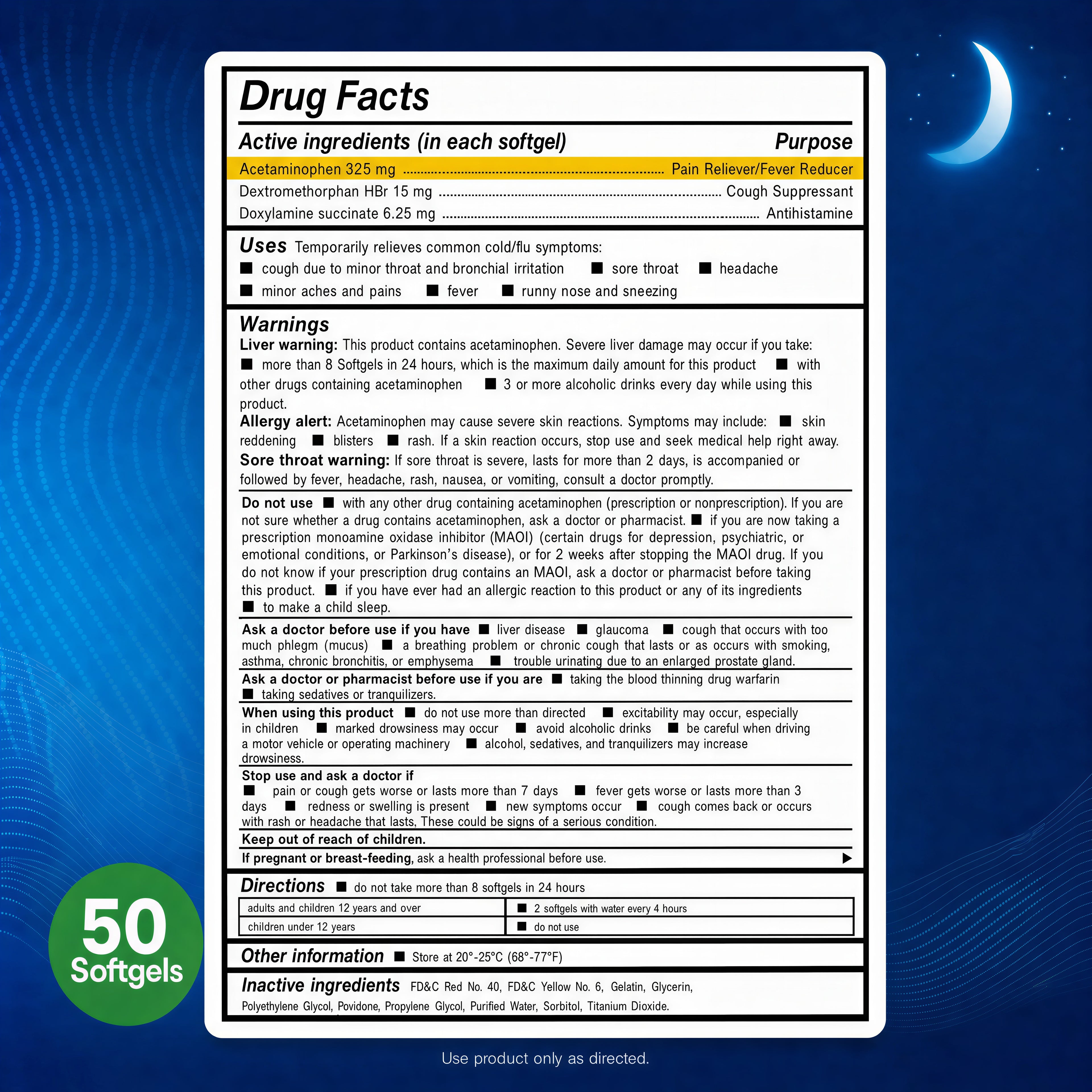 AXIV NightTime C-Store 25 Blister Packs 2 Softgels Each 50 Total