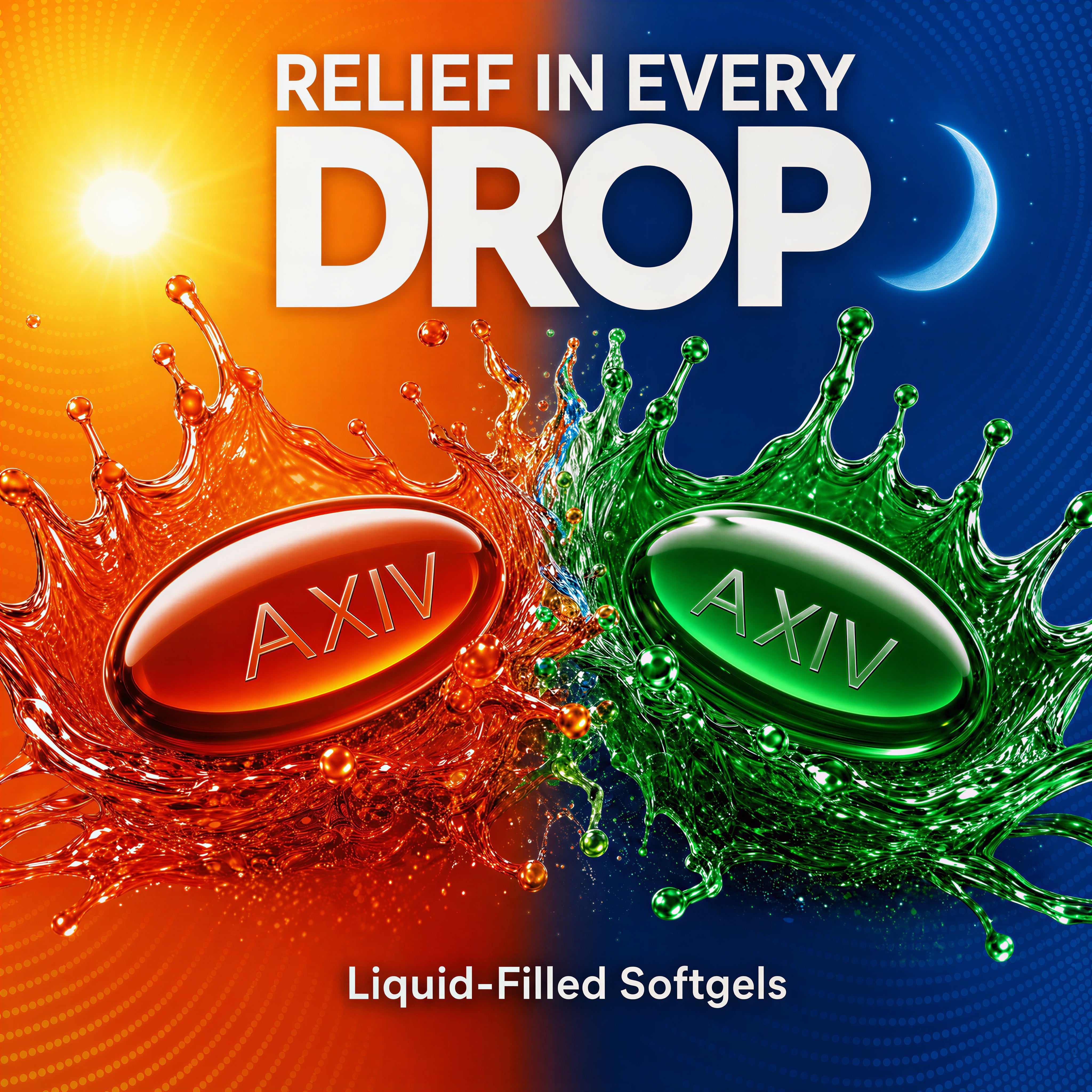 AXIV Day & Night Cold & Flu Medicine Combo Pack Softgels, Daytime & Nighttime