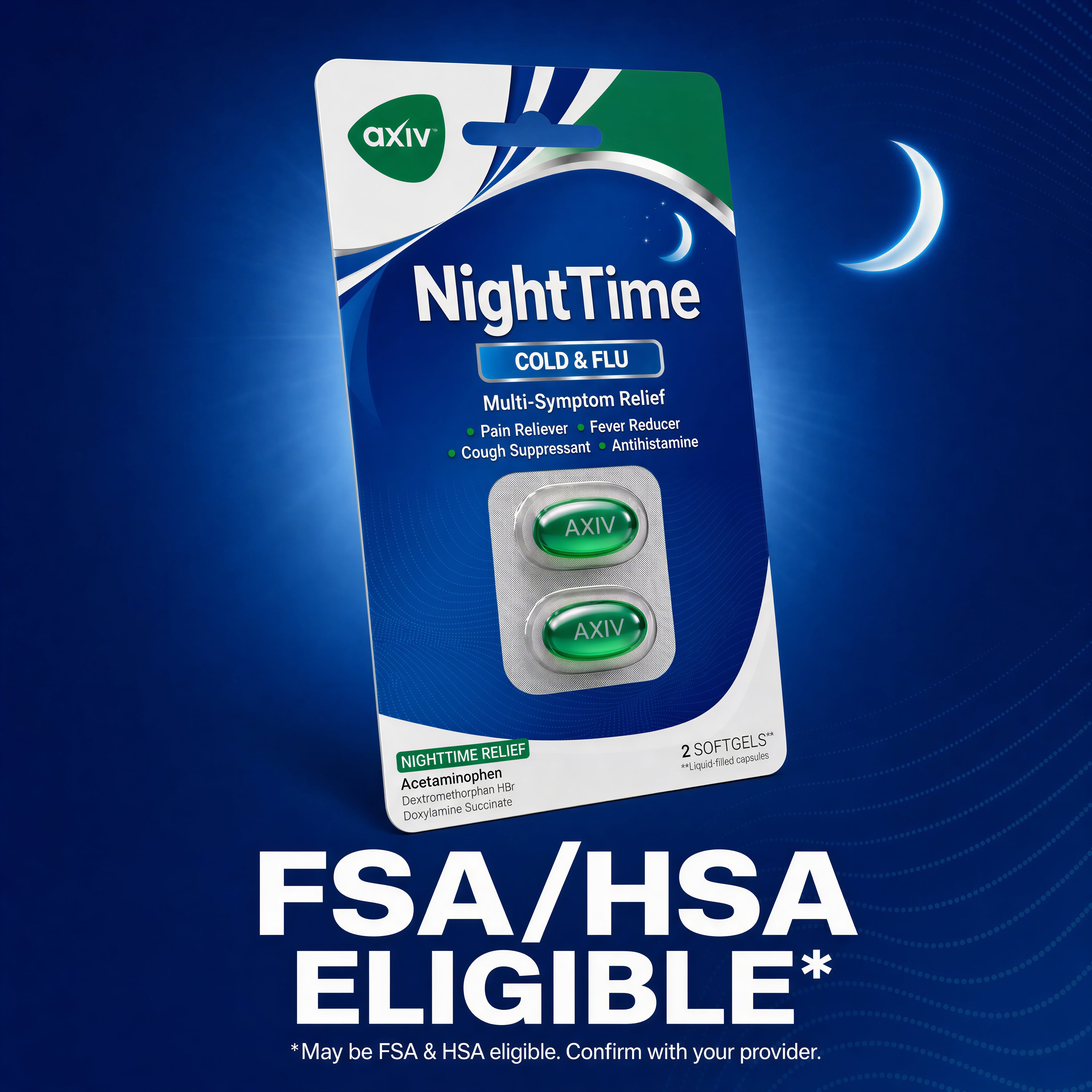 AXIV NightTime C-Store 25 Blister Packs 2 Softgels Each 50 Total