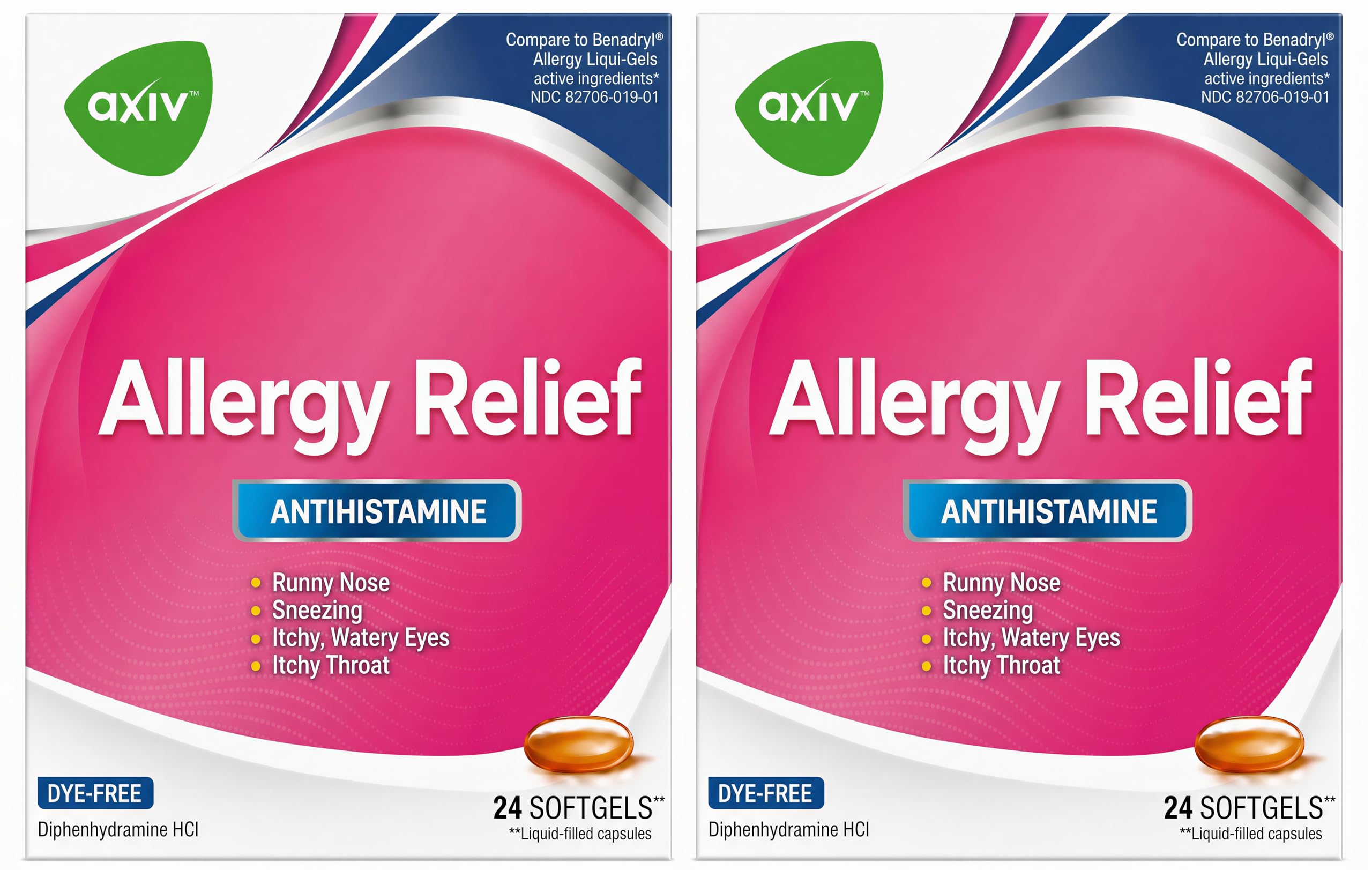 AXIV® Allergy 24 Softgels - Pack of 2 (48 Softgels Total)