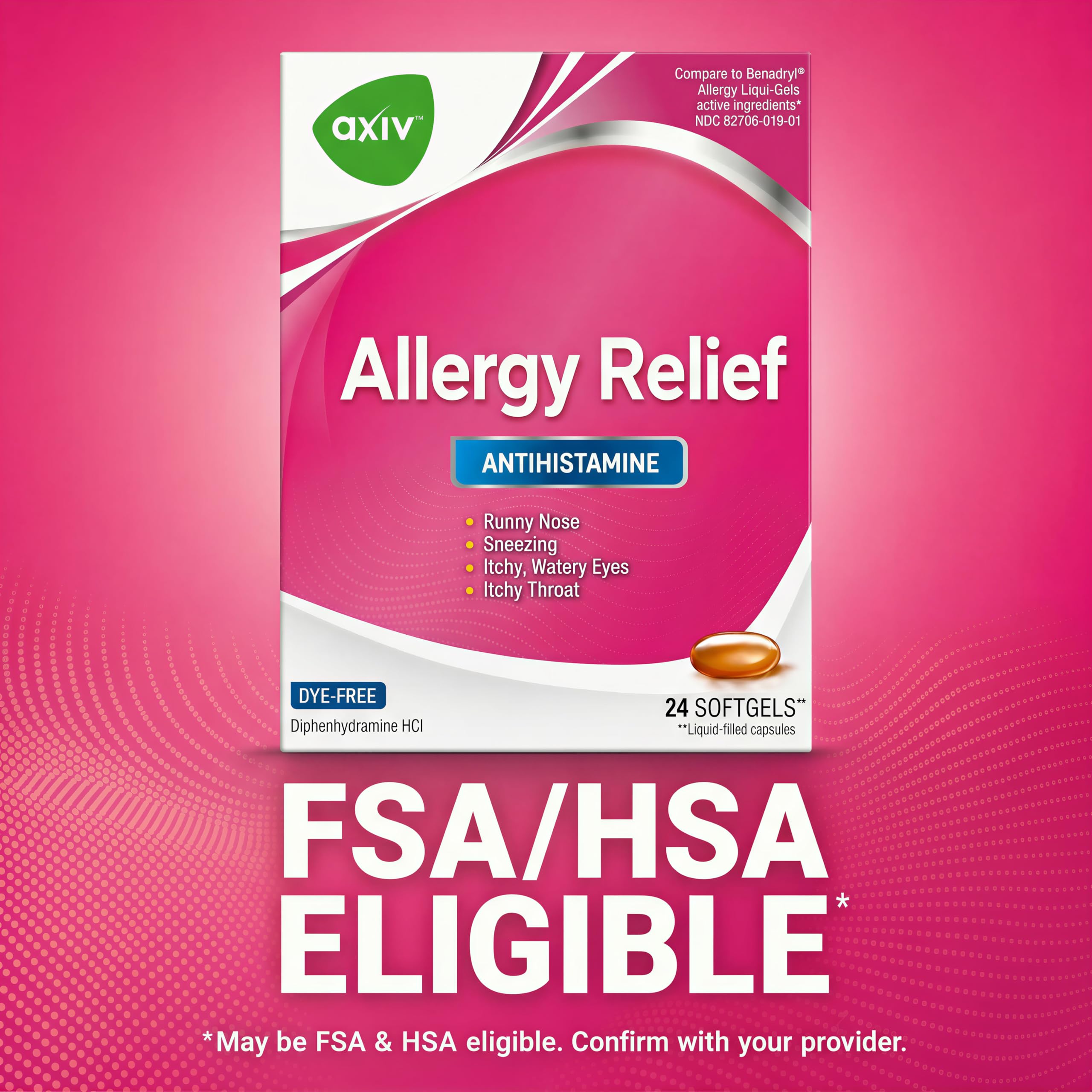 AXIV® Allergy 24 Softgels - Pack of 2 (48 Softgels Total)