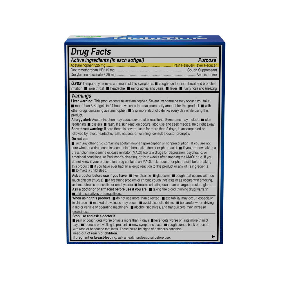 AXIV NightTime 24 Softgels drug facts