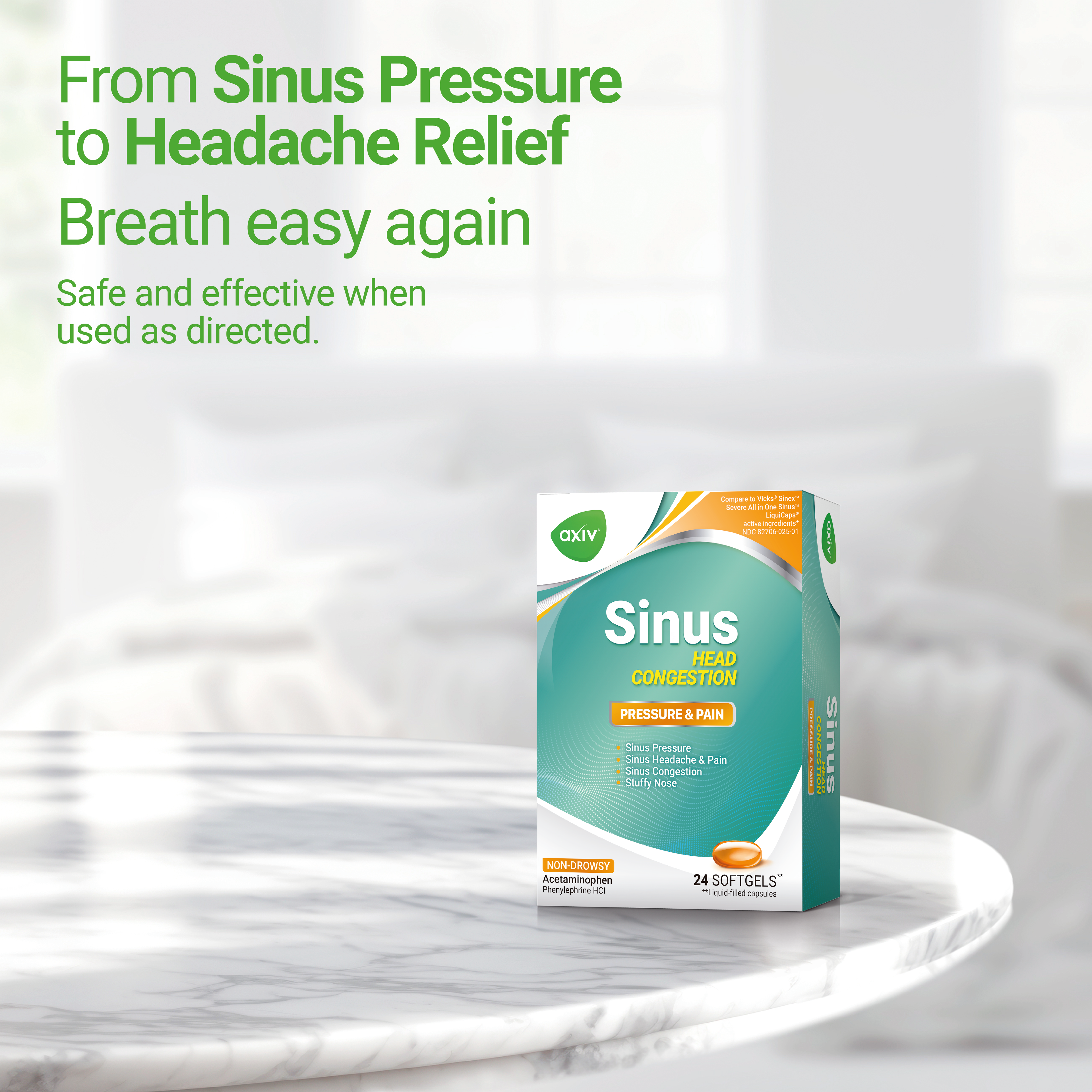 AXIV Sinus Head Congestion 24 Softgels