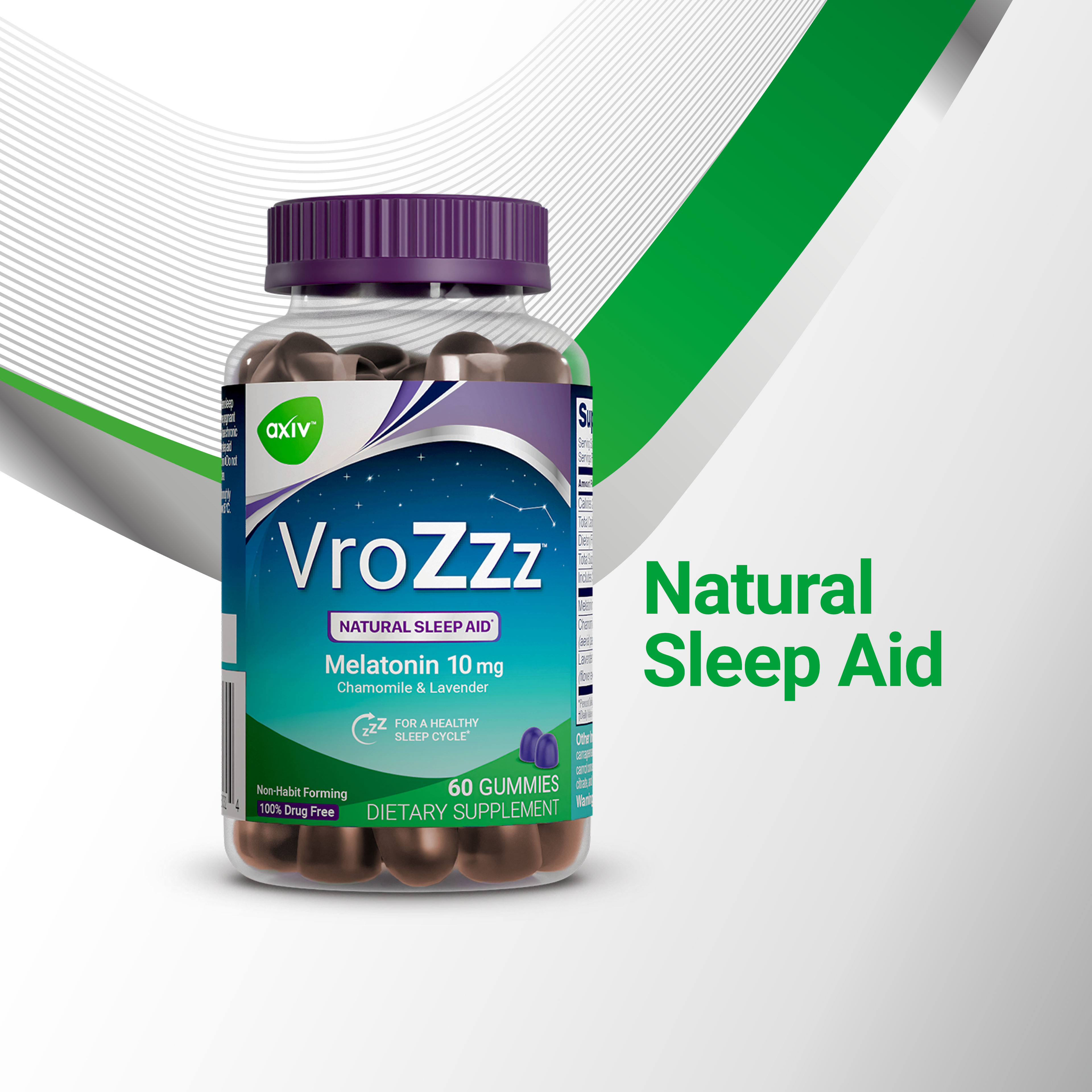 AXIV VroZzz Natural Sleep aid 60 Gummies B