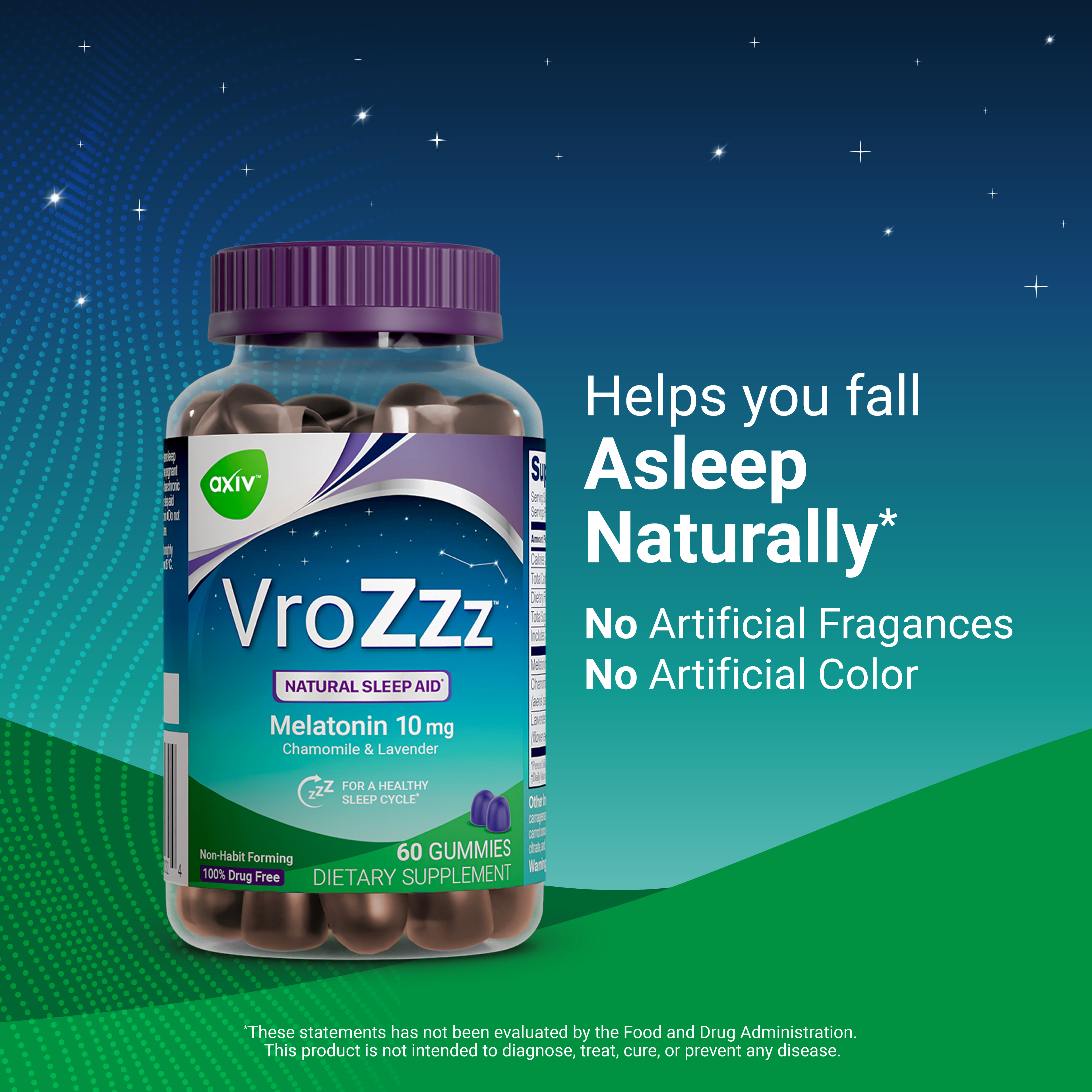 AXIV VroZzz Natural Sleep aid 60 Gummies D