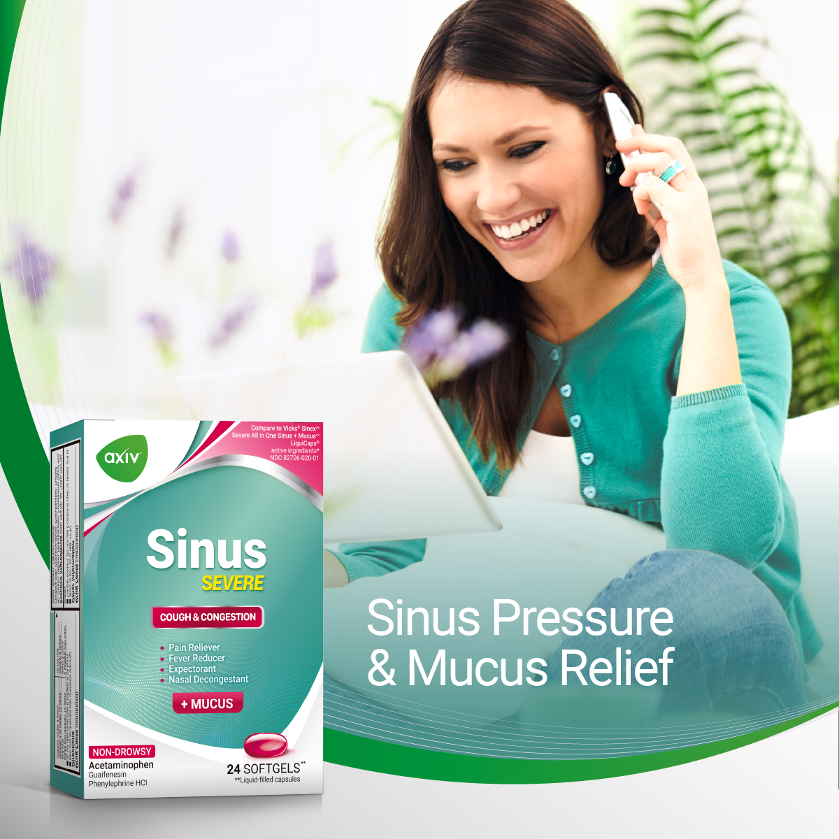 AXIV Sinus Severe + Mucus 24 Softgels