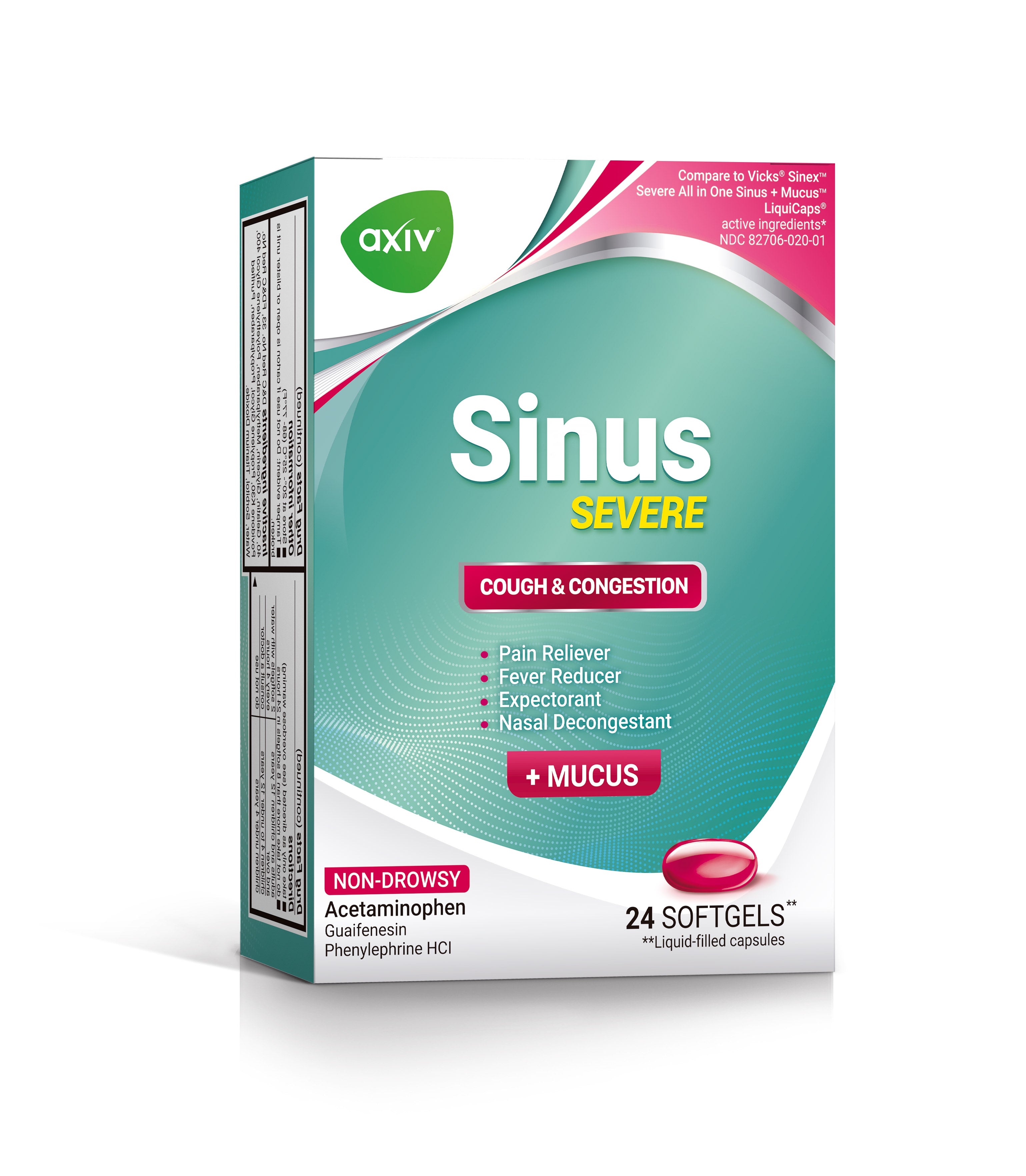 AXIV Sinus Severe + Mucus 24 Softgels