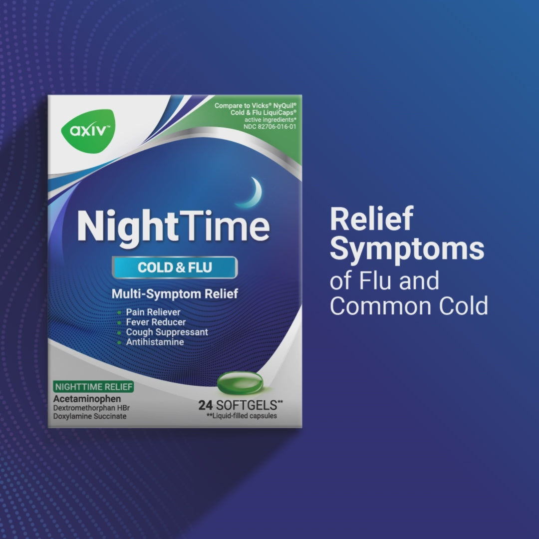 AXIV NightTime 24 Softgels Cold and flu Relief 5